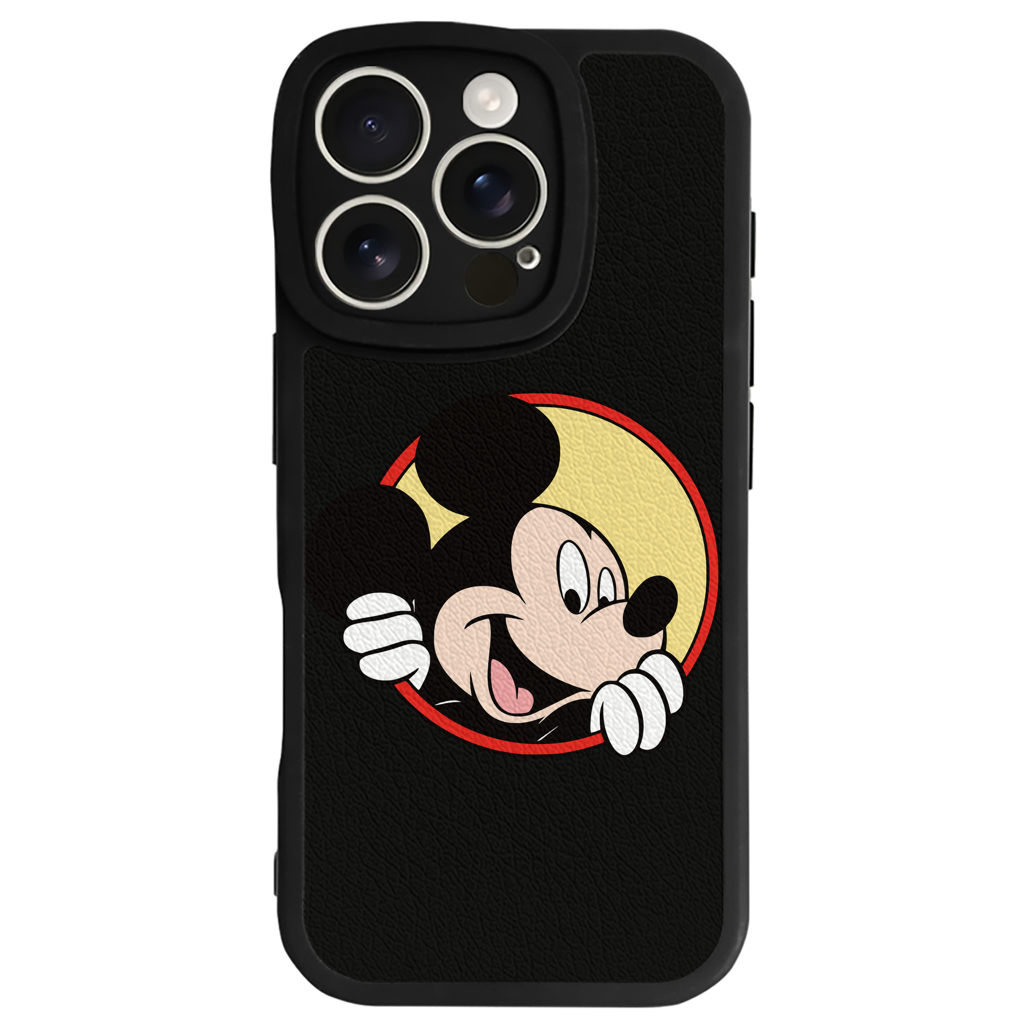 （画像用） ミッキーマウス Mickey Mouse 【iPhone 16シリーズ対応】シリコンスマホケース（レザー調） 材質：シリコン